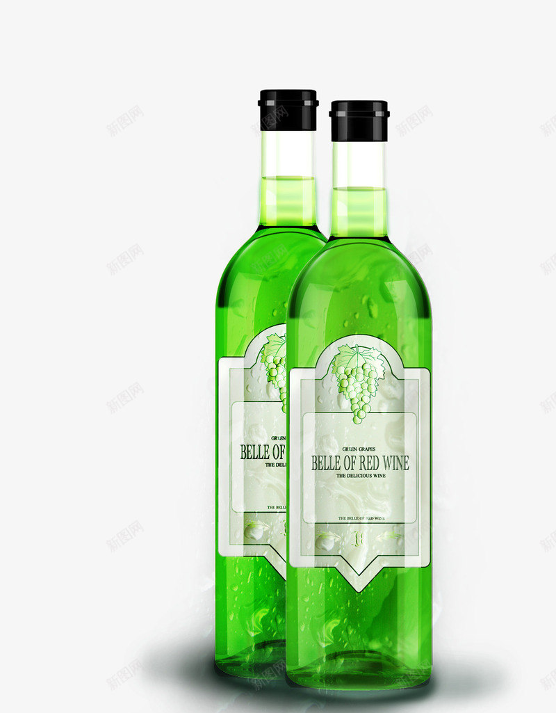 葡萄酒瓶装饰图psd免抠素材_88icon https://88icon.com 创意 瓶 葡萄酒 青色