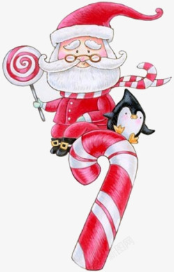 卡通圣诞老人糖果企鹅素材