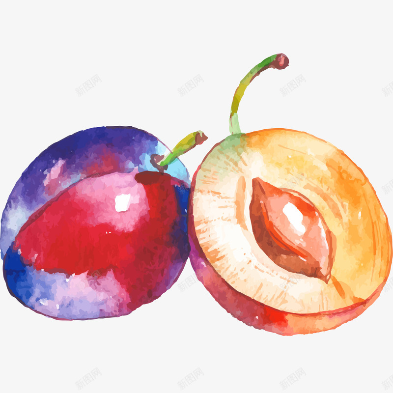 新鲜李子卡通插画矢量图ai免抠素材_88icon https://88icon.com 免抠PNG 成熟果实 新鲜李子卡通插画 李子 果实 矢量果子 矢量图