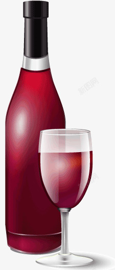 精美葡萄酒和酒杯矢量图素材