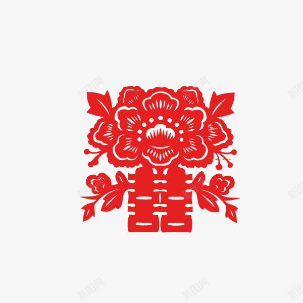 喜字双喜剪纸大红花纹点缀png免抠素材_88icon https://88icon.com 剪纸 双喜 喜字 大红 花纹点缀