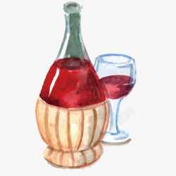 彩绘葡萄酒矢量图素材