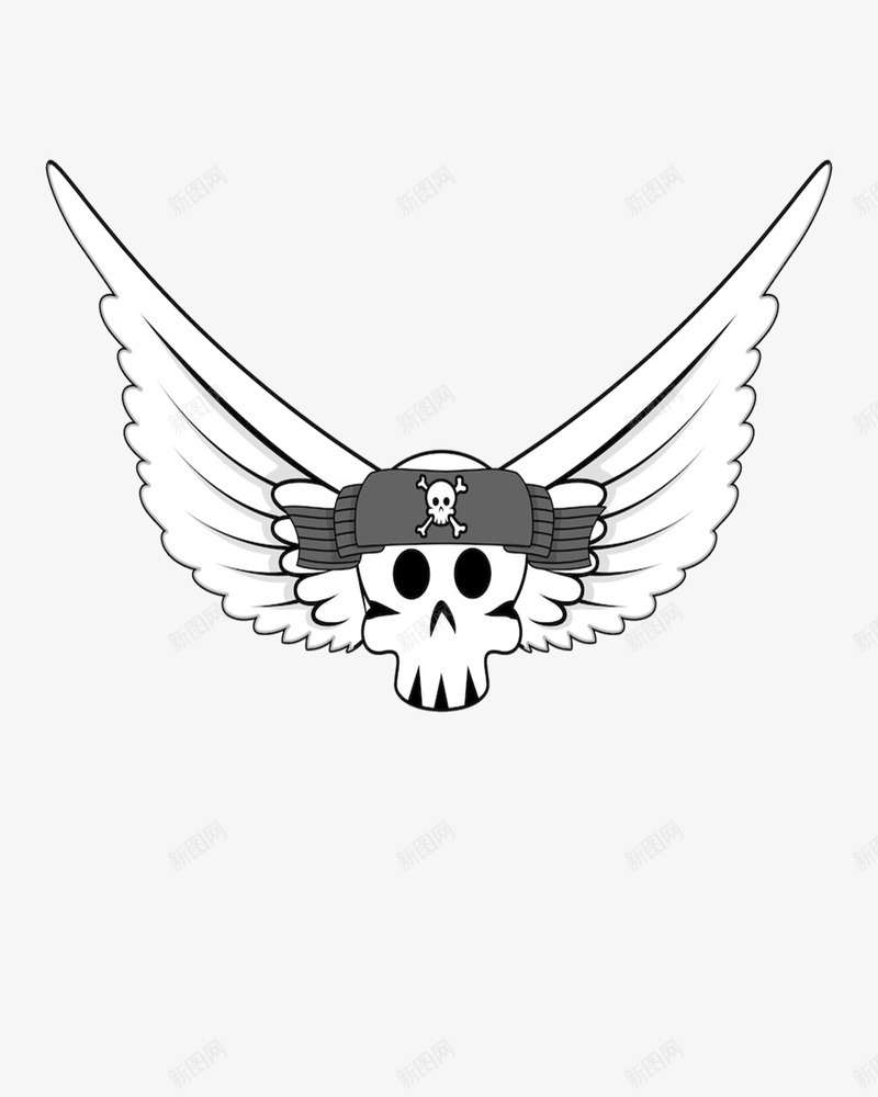 飞翔的梦想png免抠素材_88icon https://88icon.com 头巾 海盗元素 绘画 翅膀 装饰 骷髅头