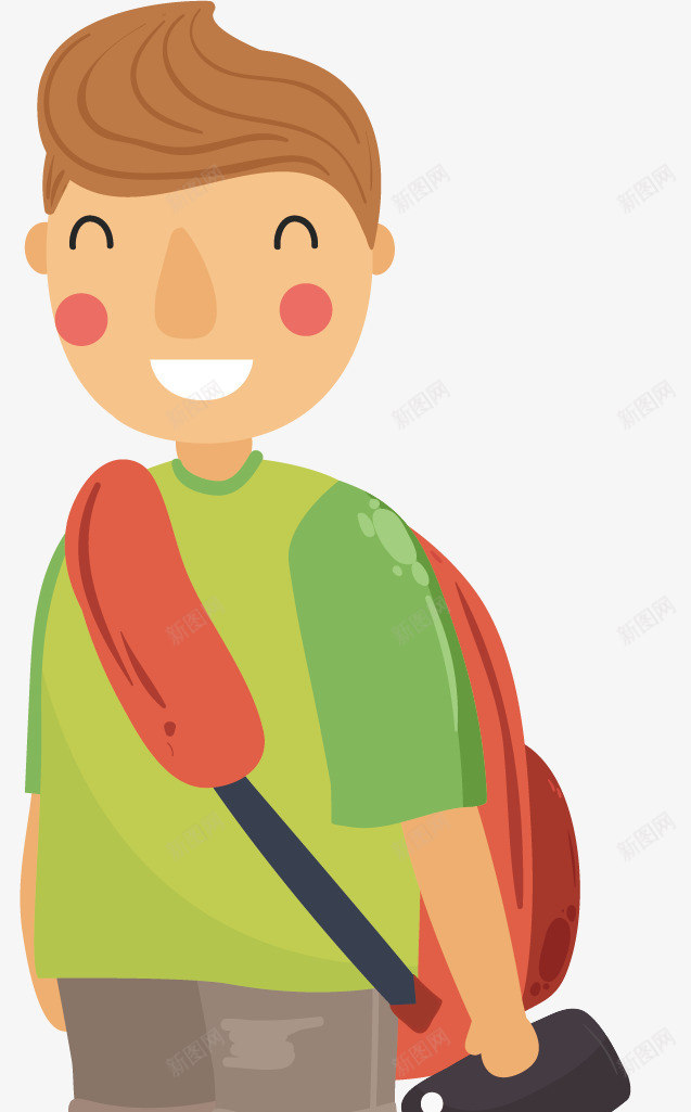 穿绿色衣服的背包游客矢量图ai免抠素材_88icon https://88icon.com 卡通 开心 微笑 手绘 旅游 游客 背包 矢量图