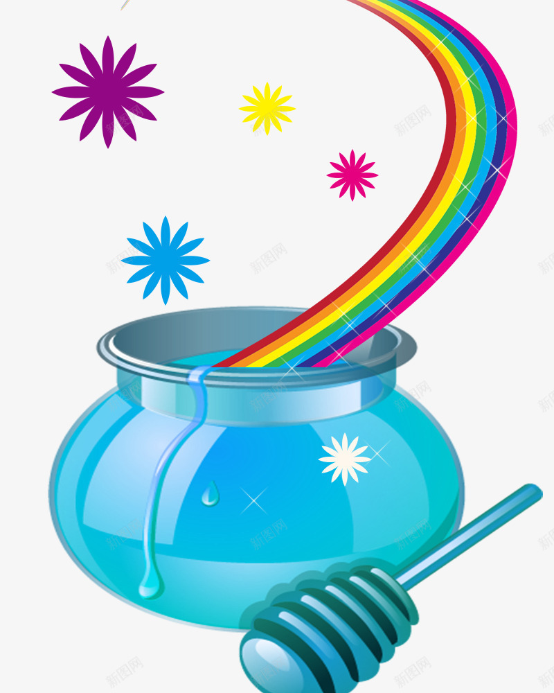 魔法彩虹水坛psd免抠素材_88icon https://88icon.com 彩色小花点缀 水坛素材 魔法彩虹 魔法风格