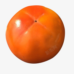 一个新鲜的硬脆甜柿子脆柿子实物素材
