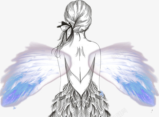 长着翅膀的女孩png免抠素材_88icon https://88icon.com 两个翅膀 天使 彩绘图 美丽的女孩