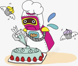 做蛋糕的机器人素材