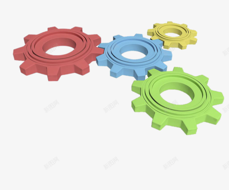 不同颜色的3D齿轮png免抠素材_88icon https://88icon.com 工业 机械 结合 齿轮