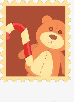 圣诞节拐杖小熊邮票素材