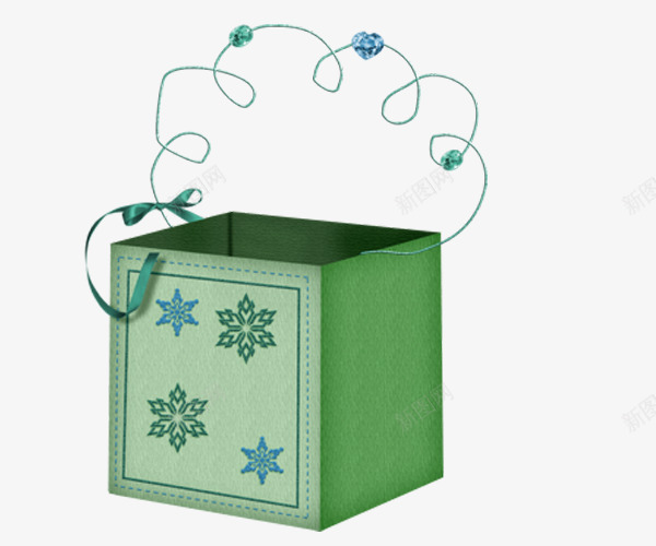 卡通绿色礼物盒子装扮png免抠素材_88icon https://88icon.com 礼物盒子 立体盒子 绿色 花朵点缀 花纹