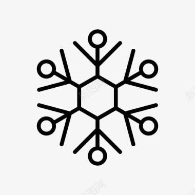 雪花点缀黑色个性六边形雪花冬日图标图标