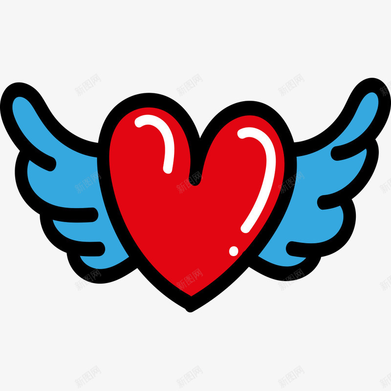 带翅膀的爱心png免抠素材_88icon https://88icon.com PNG图形 PNG装饰 卡通 爱心 翅膀 装饰