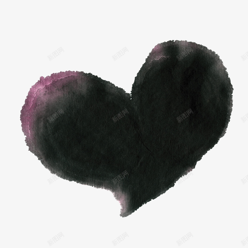 黑色爱心墨染psd免抠素材_88icon https://88icon.com 墨迹 心形 黑墨 黑色