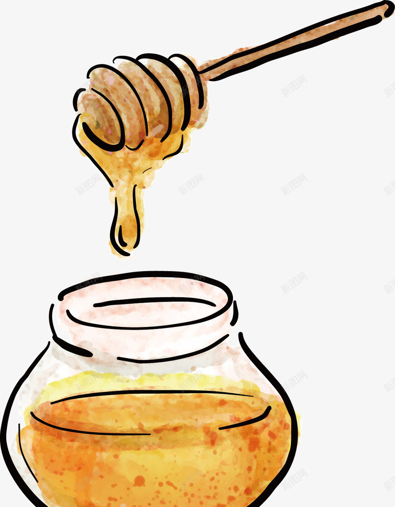 手绘蜂蜜png免抠素材_88icon https://88icon.com 手绘 玻璃罐 蜂蜜 食物 黄色