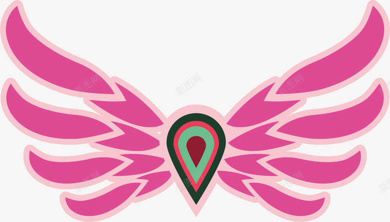 翅膀圆标png免抠素材_88icon https://88icon.com 时尚 粉色 装饰