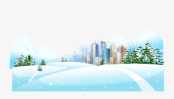 雪坡下雪的城市矢量图高清图片