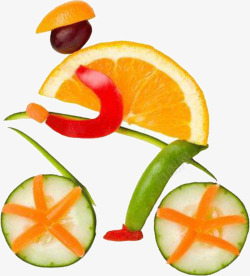 水果拼图小人骑车素材