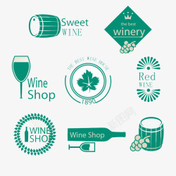 8款绿色葡萄酒标签矢量图素材
