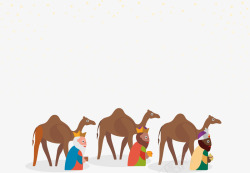 骆驼下雪卡通海报促销矢量图素材