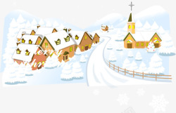 楂樻竻下雪的村庄矢量图高清图片