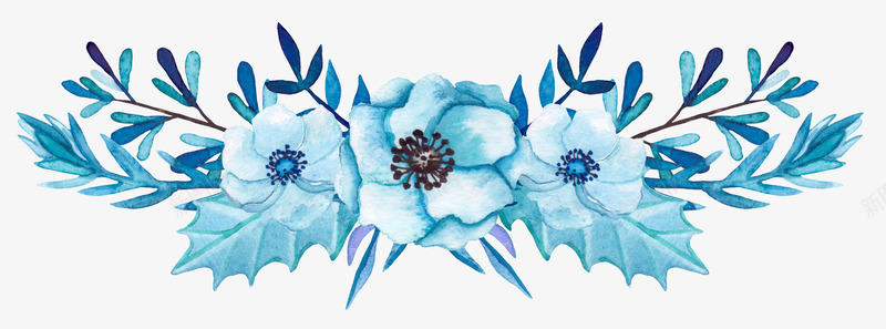 手绘创意蓝色小花海报png免抠素材_88icon https://88icon.com 创意图 可爱 小花 彩色图 手绘图 海报 简单的