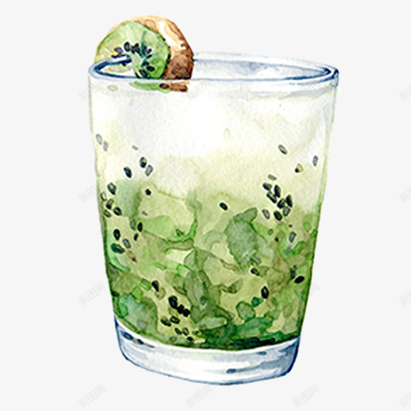 猕猴桃果汁png免抠素材_88icon https://88icon.com 一杯 卡通 手绘 果汁 猕猴桃片 玻璃 简图 绿色的