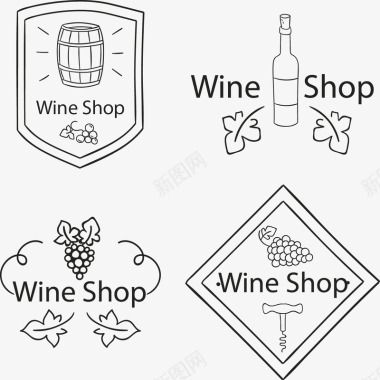 手绘葡萄酒标签矢量图图标图标