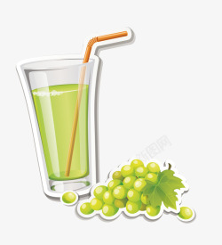 葡萄汁饮品与新鲜葡萄矢量图素材