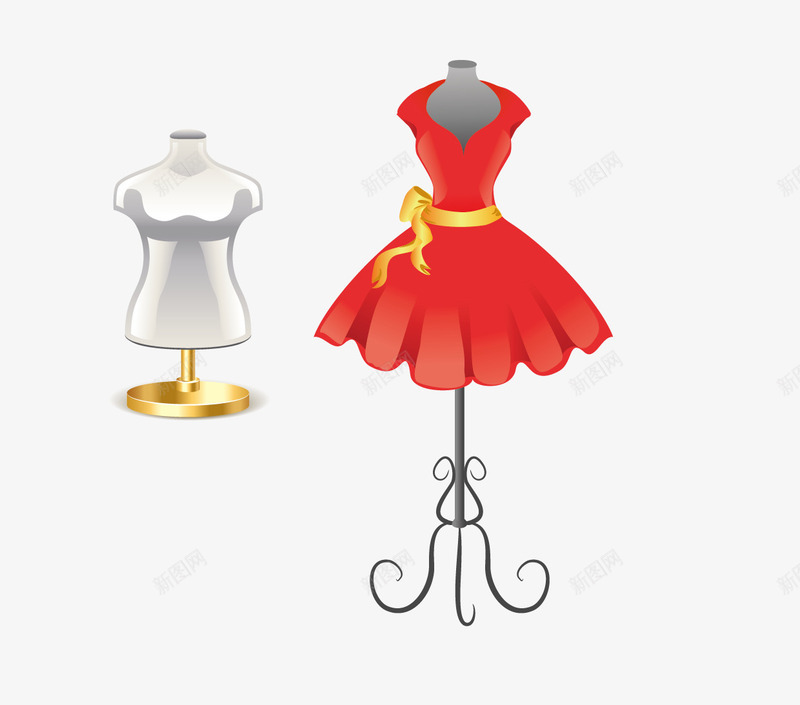 红色的裙子和衣服支架png免抠素材_88icon https://88icon.com 支架 红色的裙子 衣服 衣服支架 裙子
