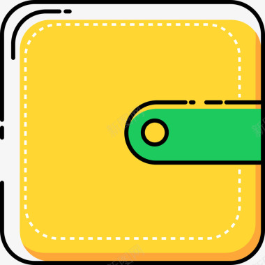 按钮黄色手绘圆角钱包元素图标图标