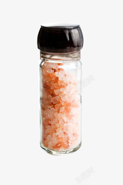 玻璃盐罐里的粗盐粒素材