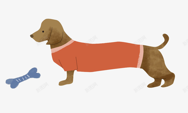 卡通小狗和骨头图png免抠素材_88icon https://88icon.com 动物 卡通 可爱的 宠物 小狗 插图 红色衣服 骨头