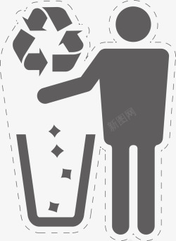 纸质垃圾回收箱卡通餐厅回收箱贴纸矢量图高清图片