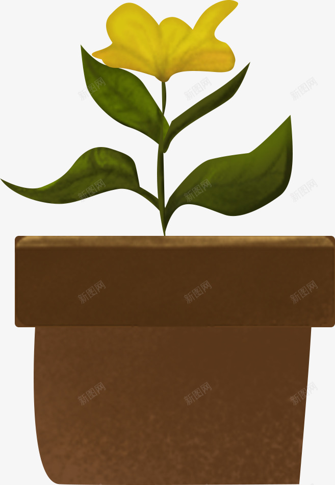 手绘插画花盆小花png免抠素材_88icon https://88icon.com 小花 手绘 插画 花盆