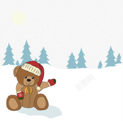 可爱的泰迪熊和雪素材