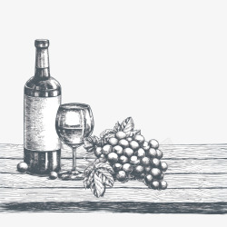 葡萄和酒瓶矢量图素材
