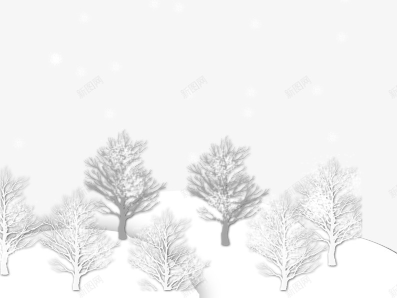 卡通雪山上的树psd免抠素材_88icon https://88icon.com 下雪 冬季 卡通树 白色 雪景 雪花