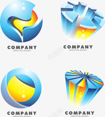 立体插画圆球和圆柱logo图标图标