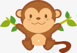 猴宝宝卡通猴宝宝猴子玩耍高清图片