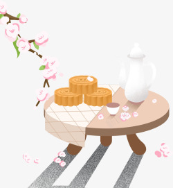 花瓣月饼手绘中秋节月饼高清图片