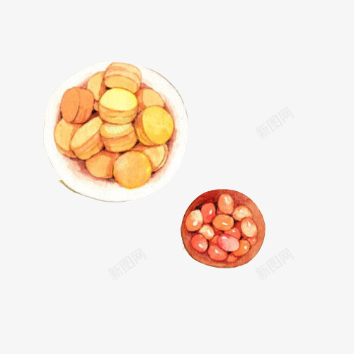 小零食手绘画片png免抠素材_88icon https://88icon.com 小面包 手绘小食 手绘美食 糕点 色彩画 花生米 黄色