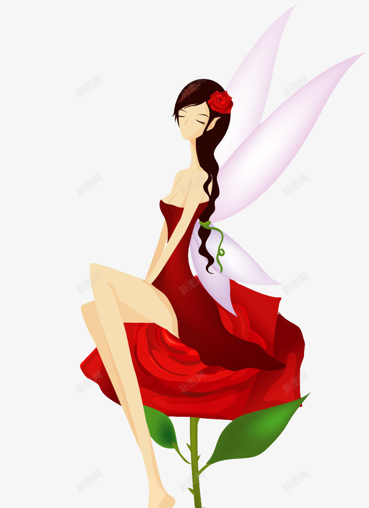 美丽精灵美女png免抠素材_88icon https://88icon.com 仙子美女 精灵 红裙美女 美女 翅膀
