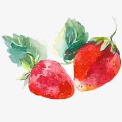 草莓绿叶新鲜草莓水彩插画矢量图高清图片