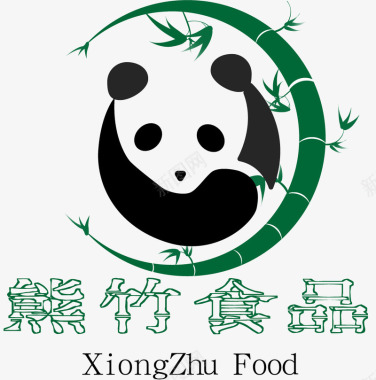 可爱的脚印熊竹食品创意图标图标