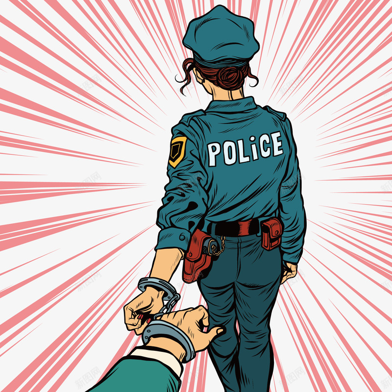 警察叔叔png免抠素材_88icon https://88icon.com 光芒 手绘 手铐 背影 蓝色衣服 警察叔叔