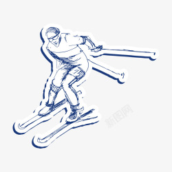 手绘卡通滑雪人物素材