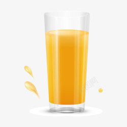 橙黄色果汁玻璃杯子矢量图素材