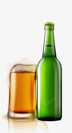 绿色啤酒酒瓶素材