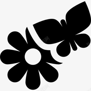 花朵花朵和蝴蝶的图标图标